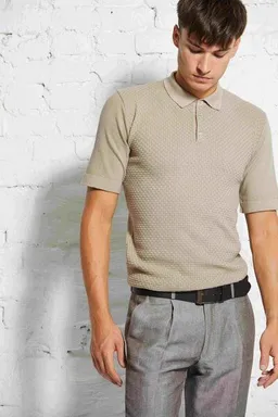 Wunderwerk Wunderwerk Herren Poloshirt aus Bio-Baumwolle "Polo waffle knitmix 1/2 male" – Produktbild 1 von 1