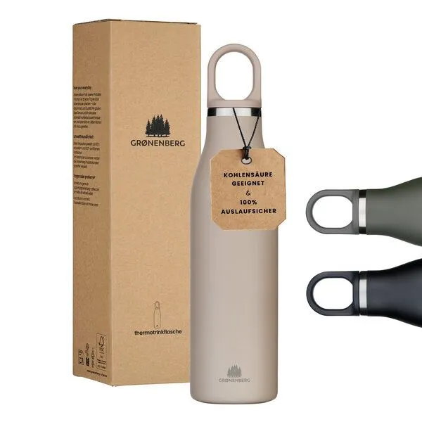 GROENENBERG GROENENBERG Trinkflasche Edelstahl | Thermosflasche 500 o. 750 ml aus recyceltem Edelstahl, Earth, – Produktbild 1 von 4