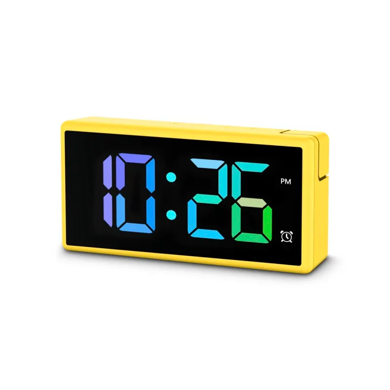 Hama Hama Digitaler Wecker "Ibiza", Multicolor-Display, mit USB-Ladefunktion, Gelb, – Produktbild 3 von 4