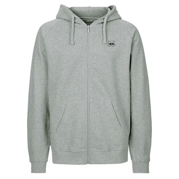 HANDGEDRUCKT HANDGEDRUCKT "Flauschspion" Männer Zip Hoody Neutral, Grey, – Produktbild 2 von 4