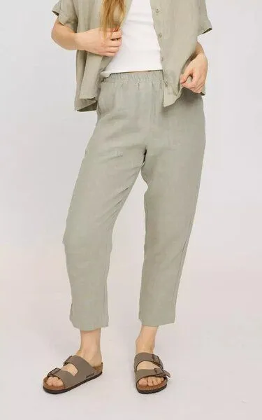 Mazine Mazine Hose - Straight Leg Linen Pants - aus 100% Leinen, Seagrass (grün), – Produktbild 2 von 4