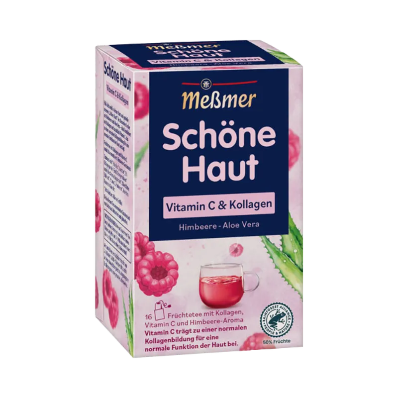 Meßmer Meßmer Schöne Haut Himbeere-Aloe Vera, Vitamin C & Kollagen, Kräutertee, Teebeutel im Kuvert, 2. Entnahmefach/displaytauglich, 40g – Produktbild 1 von 1