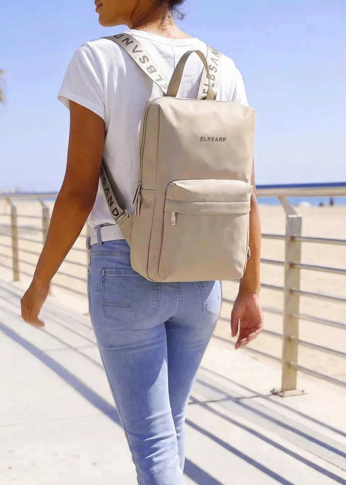 Elbsand Elbsand Rucksack City-Rucksack, Tasche, Freizeitrucksack, NEU mit bedruckten Schulterriemen VEGAN, Beige, – Produktbild 2 von 5