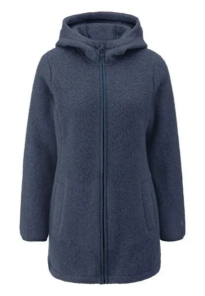 hessnatur hessnatur Wollfleece-Jacke mit Kapuze Regular aus reiner Bio-Merinowolle, Graphitblau, – Produktbild 3 von 4