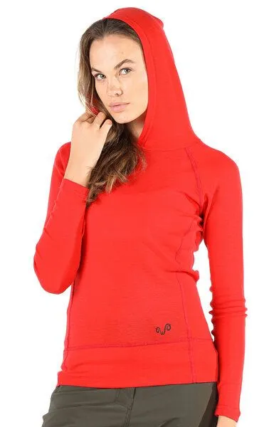 Woolona Woolona Langarm Hoodie - SONATRA - 100% Merinowolle, Rot, – Produktbild 3 von 4