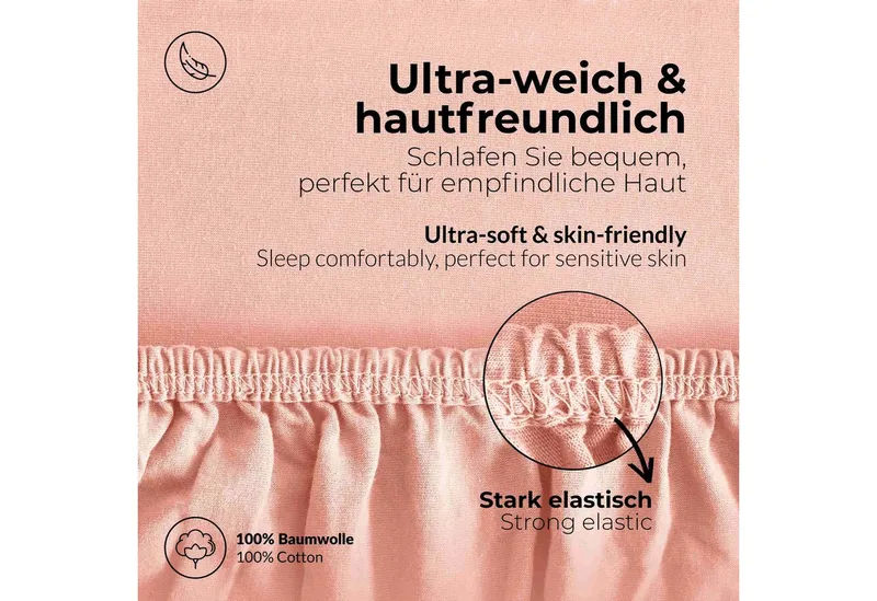 etérea Himmlische Qualität Spannbettlaken etérea Comfort Jersey 2er Set Spannbettlaken, Jersey, Gummizug: rundum, (2 Stück), Rosa, – Produktbild 4 von 8