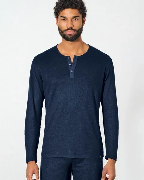 HempAge HempAge Herren Langarm-Shirt Hanf/Bio Baumwolle, Navy, – Produktbild 1 von 5