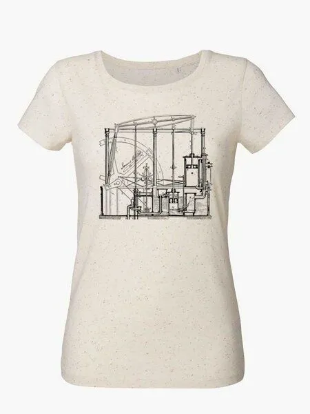 UNIPOLAR Unipolar Maschinenbau T-Shirt Dampfmaschine, Neppy mandarine ecru, – Produktbild 2 von 7