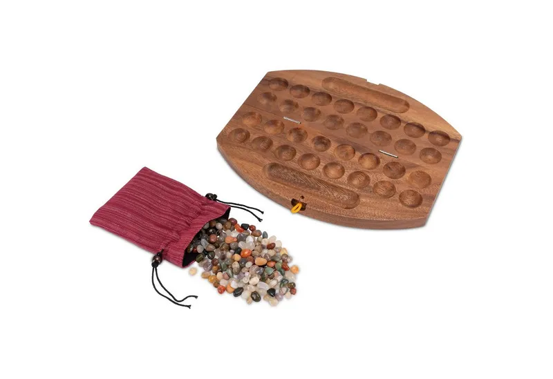 LOGOPLAY Spiel Hus oval Samena, Gesellschaftsspiel, Bao L Hus / Kalaha / Bohnenspiel aus edlem Samena-Holz mit 75, Beige, – Produktbild 2 von 5