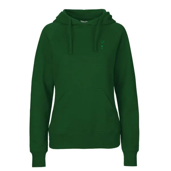 HANDGEDRUCKT HANDGEDRUCKT "Kosmokind" Frauen Hoody aus reiner Biobaumwolle (kbA), Bottlegreen, – Produktbild 2 von 3