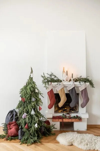 AmourLinen AmourLinen Weihnachtsstrumpf aus Leinen, Lila, – Produktbild 2 von 2