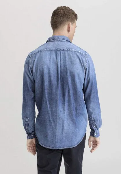 hessnatur hessnatur Jeans Hemd Regular aus reinem Bio-Denim, Blue, – Produktbild 2 von 4