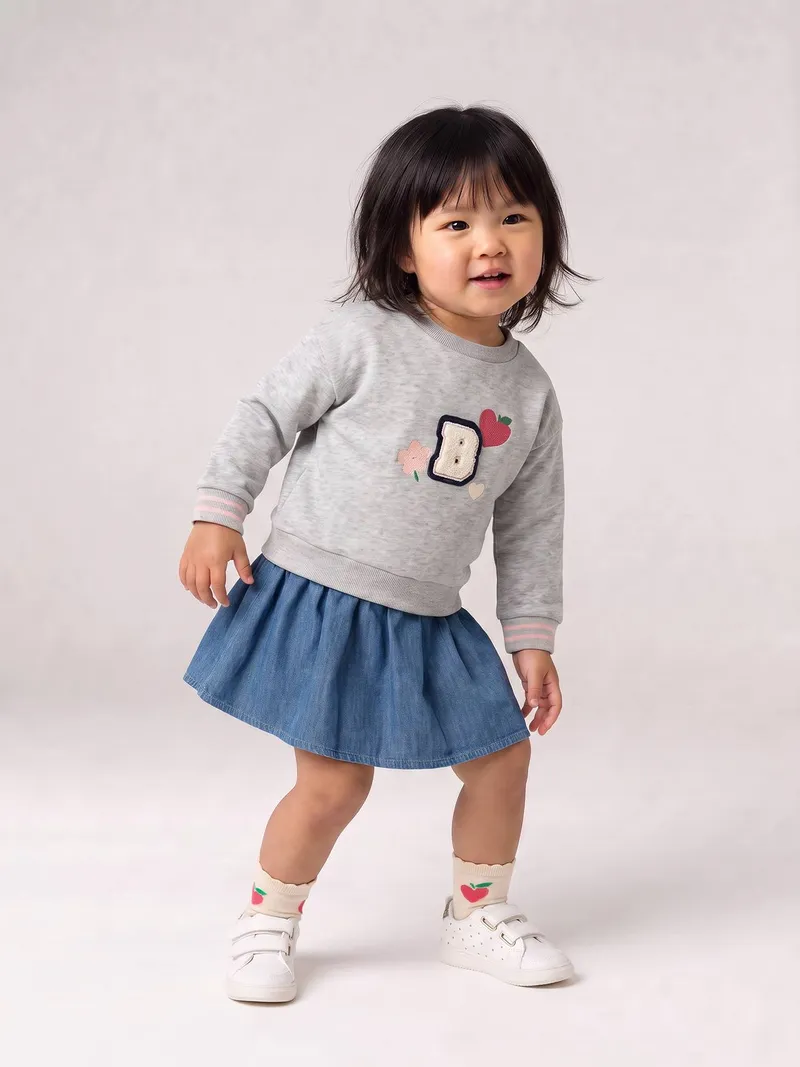 Vertbaudet Vertbaudet Kleid mit Druckknopföffnung hinten Baby, Blue stone, – Produktbild 1 von 4