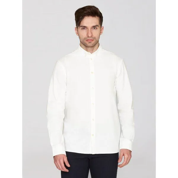 KnowledgeCotton Apparel KnowledgeCotton Apparel Regular Hemd HARALD Small Owl Oxford aus Bio-Baumwolle - ROC/GOTS/Vegan, Weiss (bright) white, – Produktbild 1 von 3