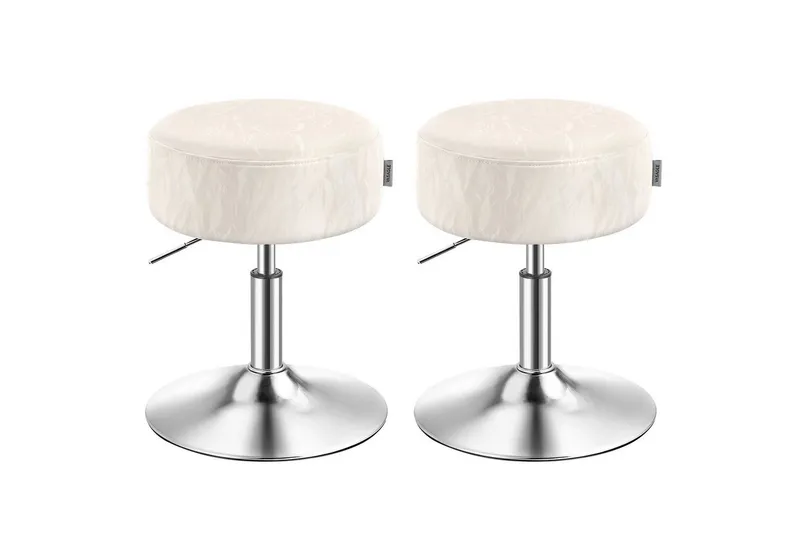 VASAGLE Barhocker Schminkhocker Schminkstuhl höhenverstellbar, 1/2er Set (2 St), für Schlafzimmer, Küche, 360° drehbar, dicke Polsterung, Cremeweiß, – Produktbild 1 von 5