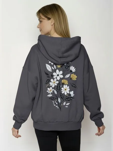 GreenBomb GREENBOMB Hoodie Flower Bouquet Mello, Gravel, – Produktbild 4 von 4
