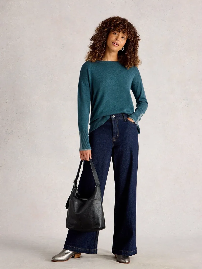 White Stuff Pullover Olive - 34, Mittelblau, – Produktbild 2 von 4