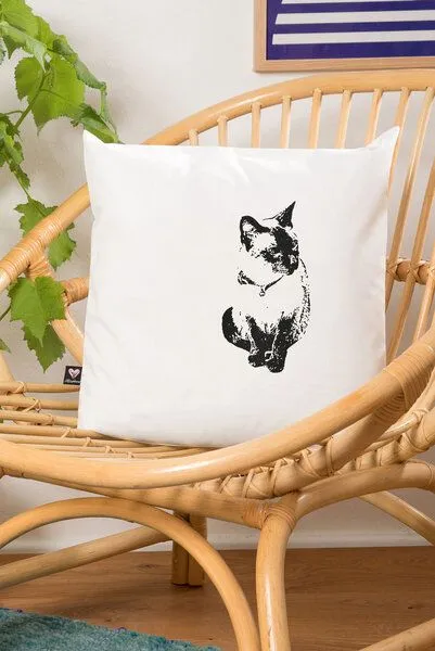 Hirschkind Hirschkind Bio-Kissenbezug 'Katze' weiß, 40*40cm – Produktbild 3 von 3