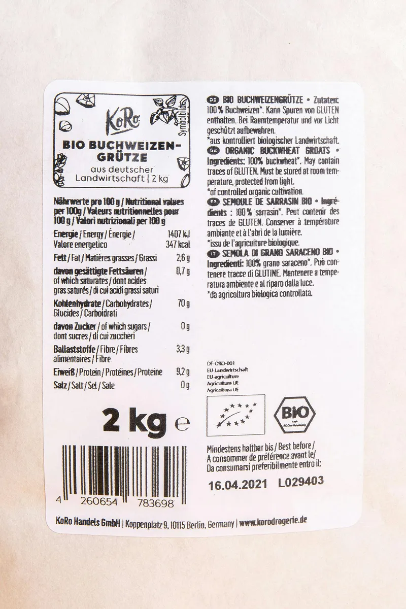KoRo Bio Buchweizengrütze 2 kg – Produktbild 5 von 5
