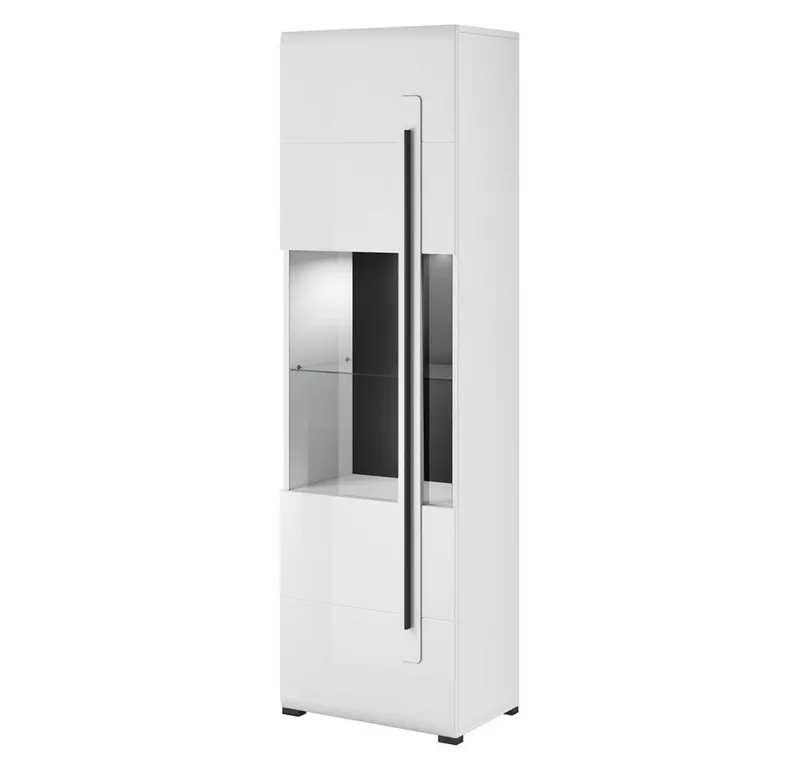 Lomadox Wohnzimmer-Set TURDA-83, (Mega-Spar-Set, 6-St., Couchtisch Highboard Lowboard Sideboard Vitrine Wandregal), weiß Hochglanz modern Metallgriffe Softclose-Türen Beleuchtung, Weiß, – Produktbild 3 von 5