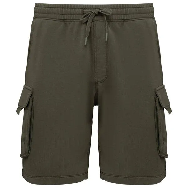 Greenspired Greenspired Umweltfreundliche ausgewaschene French Terry Cargo-Shorts 300g/m² XS-3XL, Verwaschenes khaki, – Produktbild 1 von 3