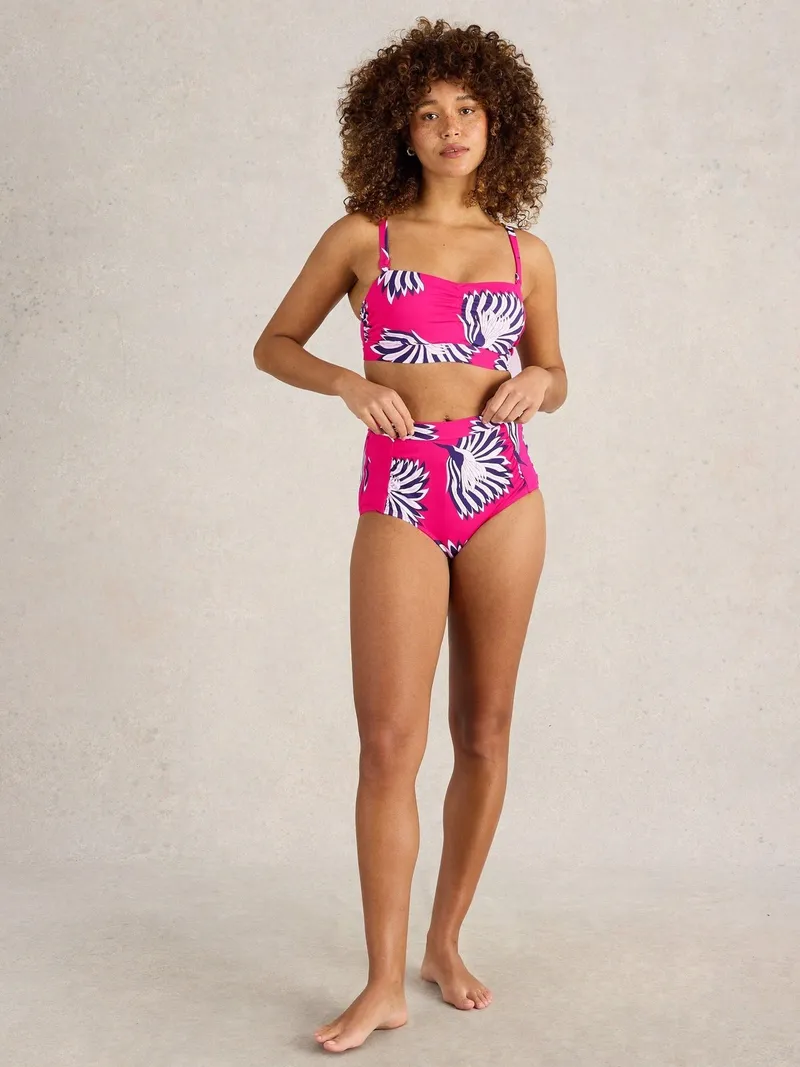 White Stuff Bikinihose Suki mit hohem Bund - 36, Rosa print, – Produktbild 2 von 4