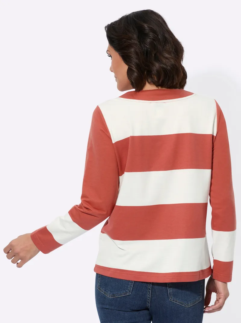 Witt Sweatshirt terra-ecru-geringelt, Terra-ecru-geringelt, – Produktbild 1 von 2