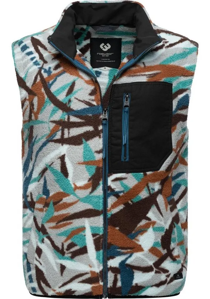 ragwear ragwear Fleeceweste Collsy Vest Gemusterte Herren Fleecejacke mit hohem Kragen, Blau, – Produktbild 1 von 3