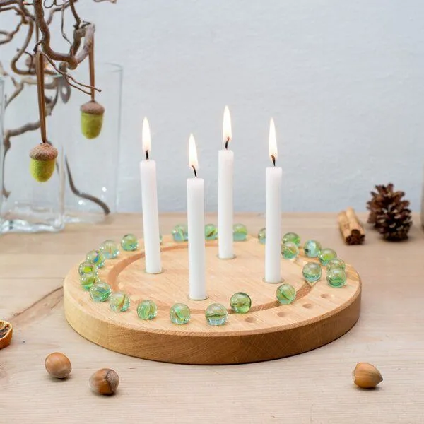 klotzaufklotz klotzaufklotz Adventskalender und Adventskranz mit Baumkerzen, Schwarz-anthrazit, – Produktbild 5 von 8