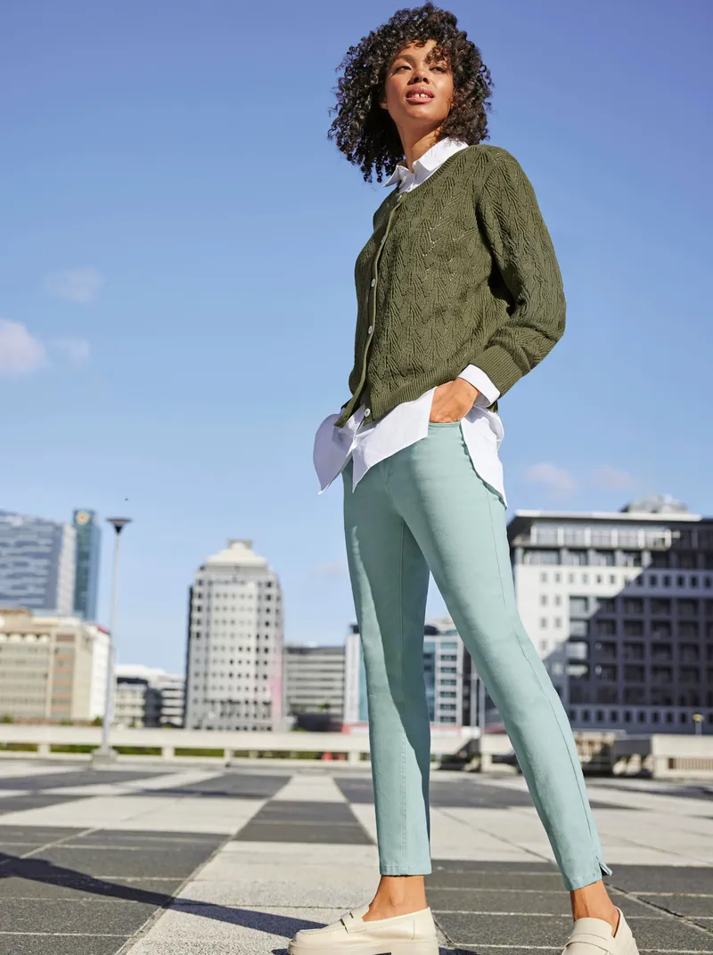 Witt Ajourstrickjacke, Oliv, – Produktbild 1 von 1