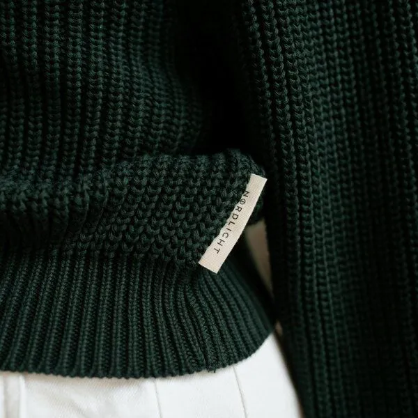 NORDLICHT NORDLICHT Grobstrick Cardigan aus 100% Baumwolle MARLA, Grün, – Produktbild 4 von 4
