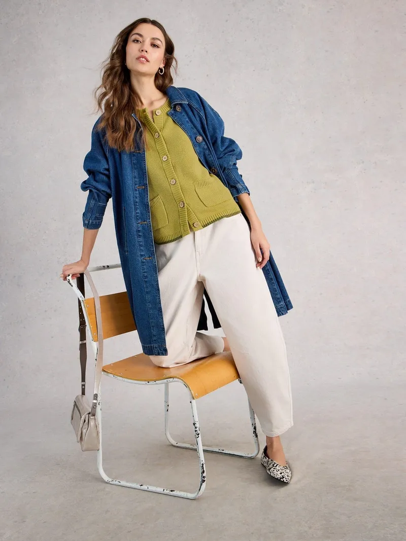 White Stuff Kurzarm-Cardigan Isabella - 38, Mittelgrün, – Produktbild 3 von 4
