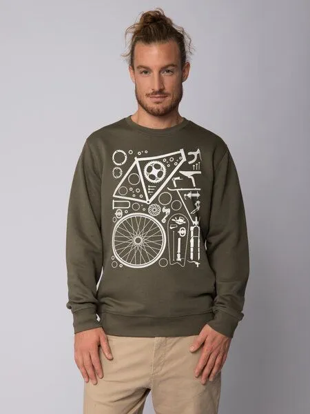 watapparel watapparel Sweatshirt Unisex Fahrradteile, Khaki, – Produktbild 2 von 4