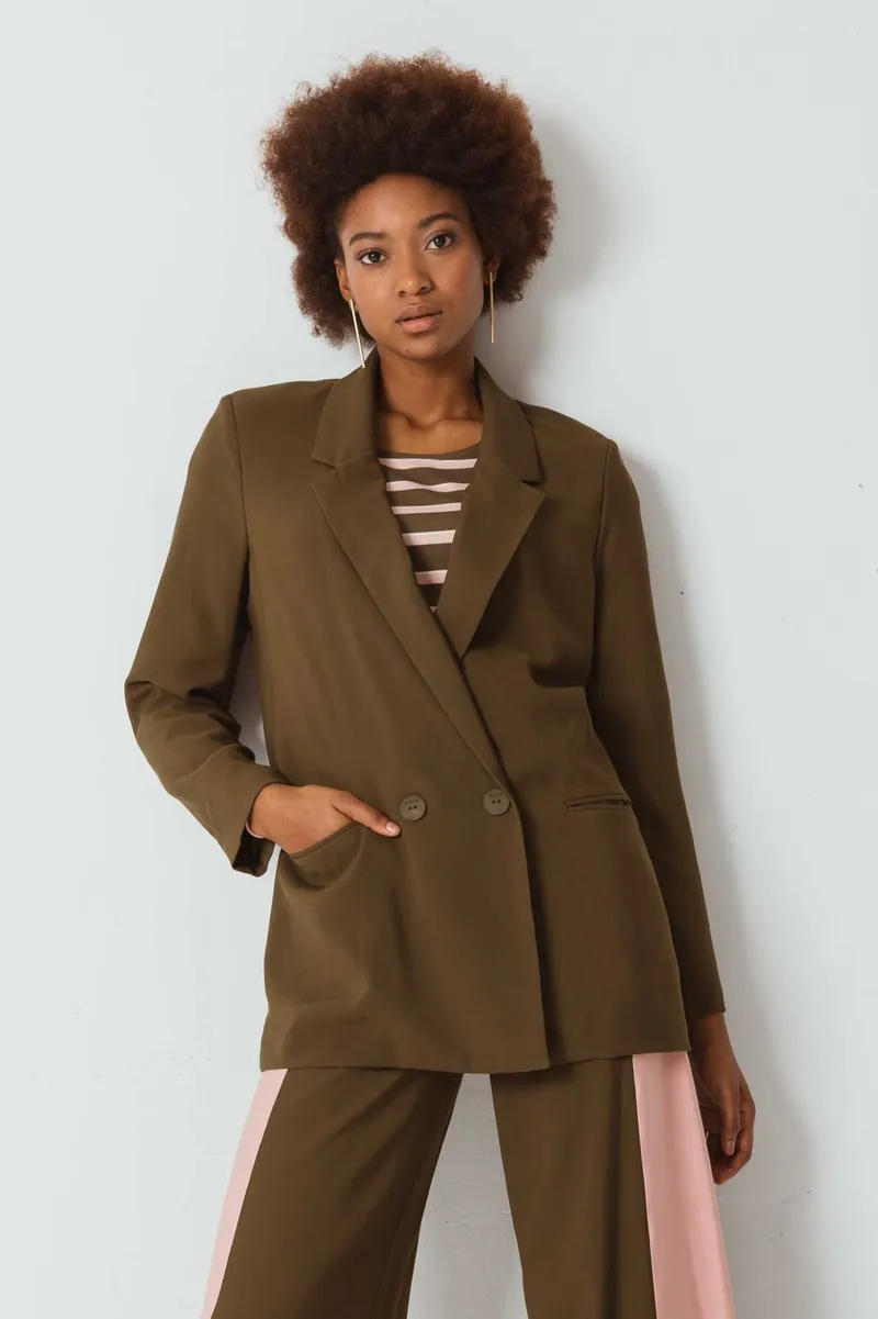 SKFK SKFK Damen vegan Blazer Atxa Khaki, Olivgrün, – Produktbild 1 von 2