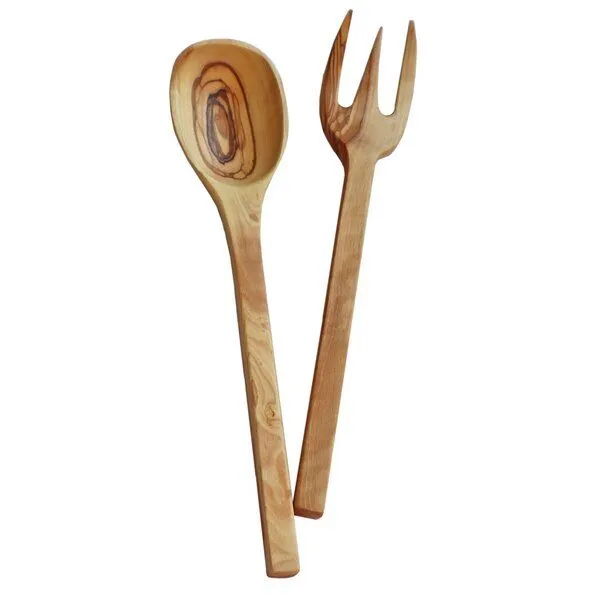 NATUREHOME NATUREHOME Salatbesteck 2tlg. Olivenholz Rustikal 30 cm – Produktbild 2 von 4