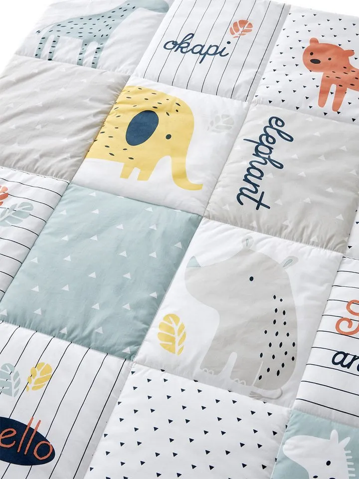 Vertbaudet Vertbaudet Babydecke Baby Spieldecke JUNGLE BABY, Patchwork-Design, Weiß, – Produktbild 4 von 5