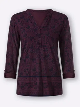 heine Print-Shirt burgund-marine-bedruckt – Produktbild 1 von 1