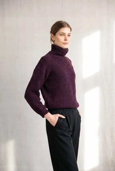 Jyoti - Fair Works Jyoti - Fair Works Baby-Alpaka Turtleneck Strickpullover Sabeti, Brombeer, – Produktbild 3 von 4