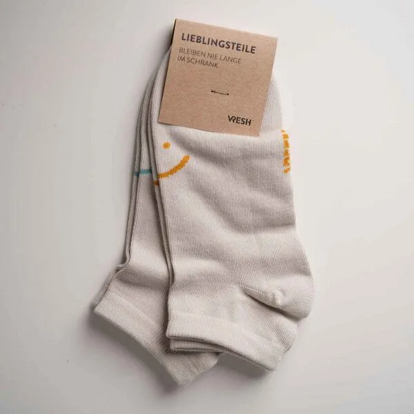 Vresh Clothing Vresh Clothing 2er Pack Sav - Sneaker Socken aus Biobaumwoll-Mix, Beige, – Produktbild 3 von 4