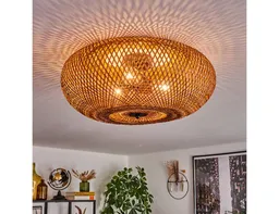 hofstein Deckenleuchte moderne Deckenlampe aus Metall/Bambus/Holz in Schwarz/Natur, ohne Leuchtmittel, Boho-Design Deckenleuchte,Lichteffekt, Ø50cm, 3xE27, ohne Leuchtmittel – Produktbild 1 von 1