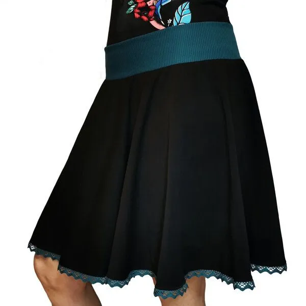 liebewicht liebewicht weiter Rock aus Bio Jersey für Damen, Schwarz/grün, – Produktbild 5 von 5