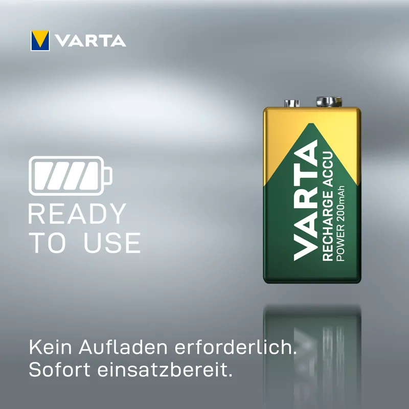 Varta Varta 9V-Block Akku NiMH 200 mAh Ready 2 Use – Produktbild 1 von 5