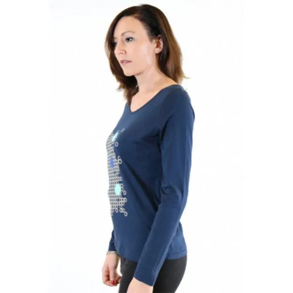 Spangeltangel Spangeltangel Langarm Shirt "Hektogramme", dunkelblau, Damenshirt, Siebdruck, Blau, – Produktbild 4 von 4