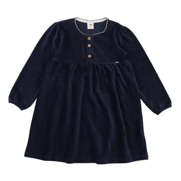 Walkiddy Walkiddy Kinder Cordkleid GOTS-zertifiziert aus Bio-Baumwolle navyblau mit Knopfleiste, Blau, – Produktbild 1 von 3