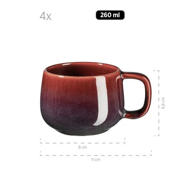 Mäser Mäser Kaffeeservice 12-tlg. "Elina Uno" Steinzeug, Rot-braun, – Produktbild 2 von 4