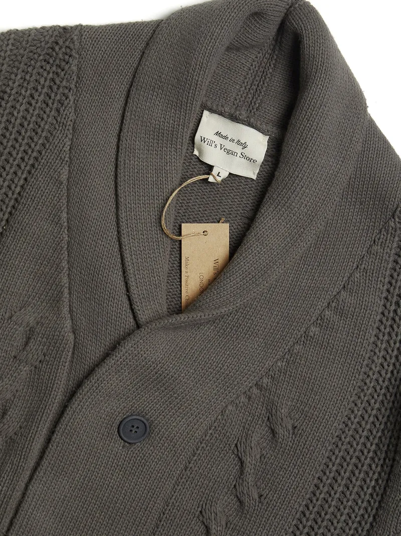 Will's Vegan Store Will's Vegan Store Herren vegan Strickjacke Chunky Button Up Grau, Grau, – Produktbild 2 von 2