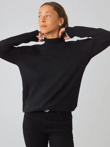 Honest Basics Honest Basics Damen Rollkragenpullover aus 100% Bio-Baumwolle, Black, – Produktbild 2 von 4