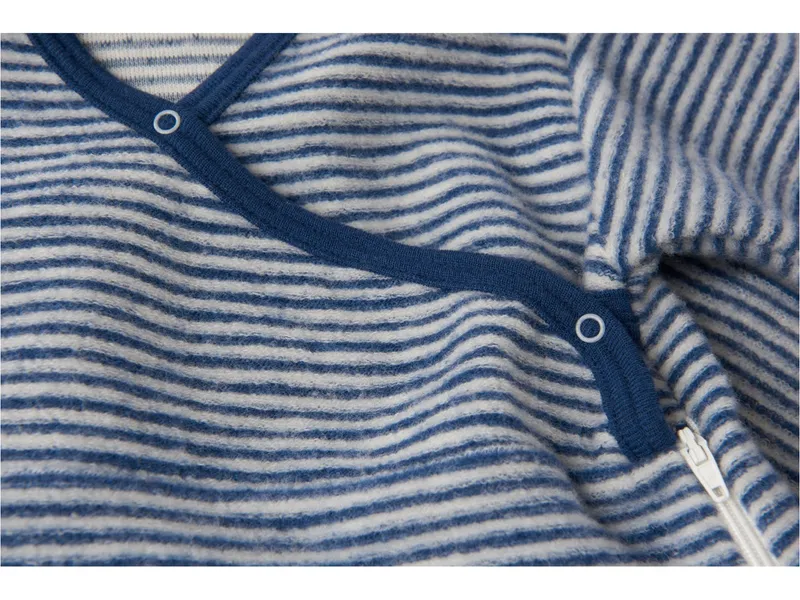 Lilano Lilano Schlafsack Baby Bio-Merinowolle Frottee-Plüsch marine-geringelt Gr.62/68, Blau, – Produktbild 2 von 2
