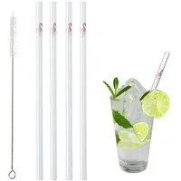 Contento Contento Glastrinkhalm 21 cm lang, 4 Stück ,Flamingo, mit Bürste – Produktbild 1 von 1
