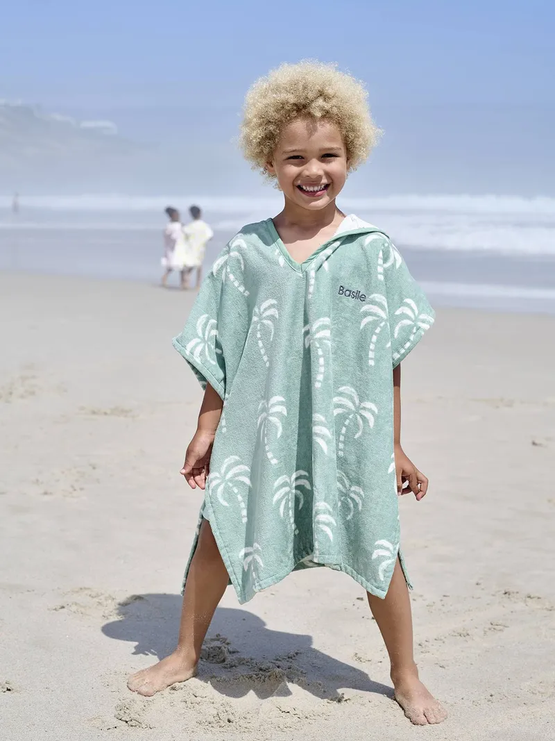 Vertbaudet Kinder Badeponcho personalisierbar, Mintgrün, – Produktbild 1 von 4